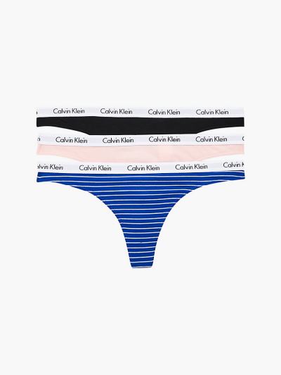 Calvin Klein Underwear HU562946 | Calvin Klein Carousel Női Tanga Csíkok Fekete / Kék / Rózsaszín